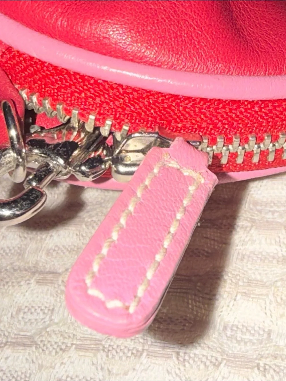 Vintage Y2K Isabella Fiore Pink Faux-Leather Cosmetic Pouch with Dog Graphic